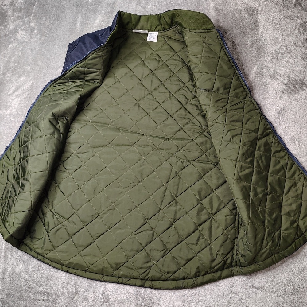 Vintage Reebok Vest Mens Large Blue Full Zip Quilted Lined Snap Pockets Loose - Picture 2 of 16